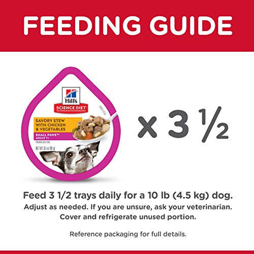 Hill's Science Diet Wet Dog Food, Adult 7+ For Senior Dogs, Small Paws For Small Breeds, Savory Stew Chicken & Vegetables, 3.5 oz. Cans, 12-Pack