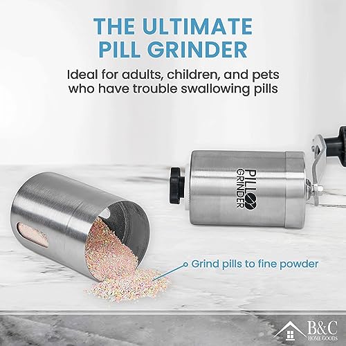 B&C Home Goods Stainless Steel Pill Crusher & Grinder for Kids, Pets