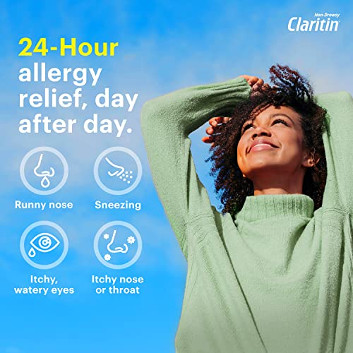 Claritin 24 Hour Allergy Medicine, Non-Drowsy Prescription Strength Allergy Relief, Loratadine Antihistamine Tablets For Over 200 Indoor and Outdoor Allergens, Adult Tablets, 100 Count (Pack of 1)