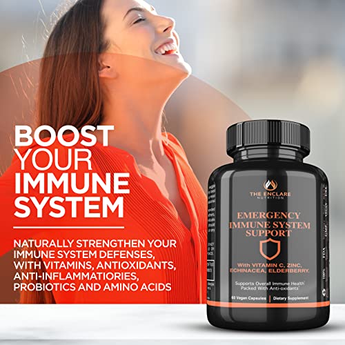 Emergency Immune Support Supplement: 10in1 Immunity Vitamins, Booster, Defense, Stress, Respiratory: Vitamin C, B6, E, Elderberry, Zinc, Echinacea, Turmeric, Garlic, Probiotic, L Glutamine (1)