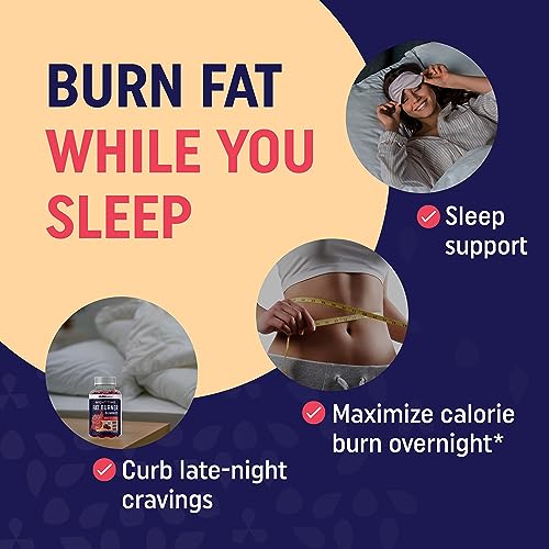 Sugar-Free Night Time Fat Burner Gummies | Sleep & Weight Loss Support | Hunger Suppressant & Metabolism Booster | Shred Belly Fat While You Sleep | Nighttime Diet Supplement for Women & Men | 60 Ct.