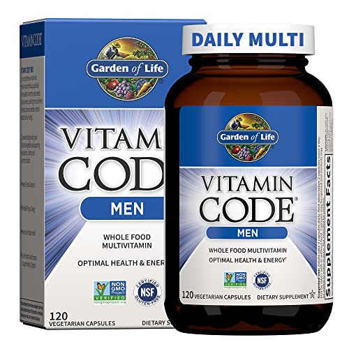 Garden of Life Vitamin Code Whole Food Multivitamin for Men, Fruit & Veggie Blend and Probiotics for Energy, Heart, Prostate Health, 120 Count