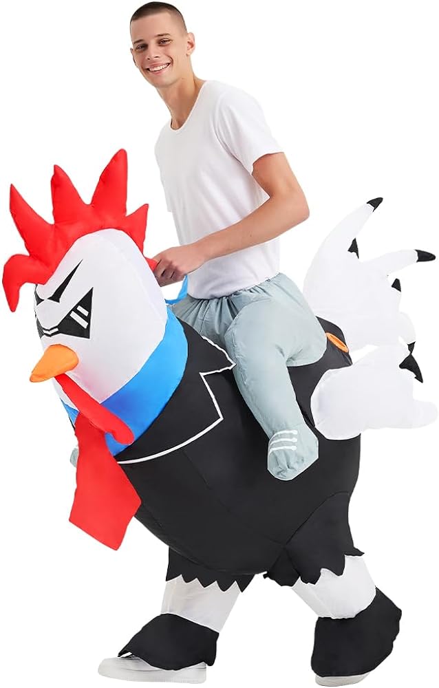 Decalare Inflatable Costume For Adults,Ride On Chicken Costume, Halloween Costumes For Men/Women,Funny Blow up Costumes (Suit Rooster)