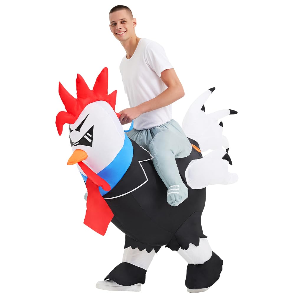 Decalare Inflatable Costume For Adults,Ride On Chicken Costume, Halloween Costumes For Men/Women,Funny Blow up Costumes (Suit Rooster)