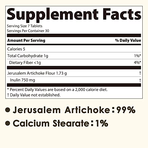 NAFFY KIKUIMO Jerusalem Artichoke Supplement -Inulin, Dietary Fiber, Organic, Made in Japan, 210 Tablets