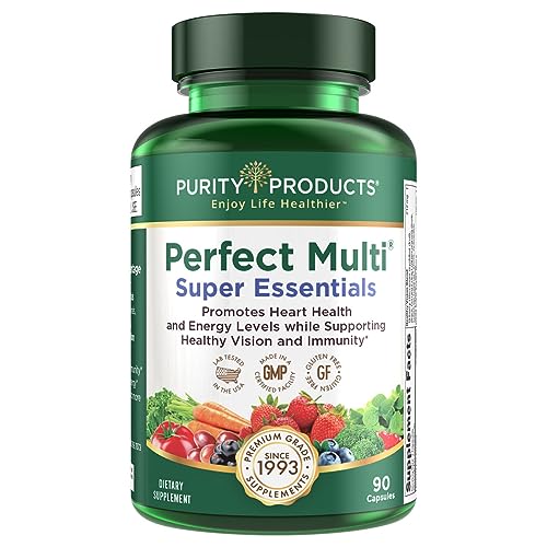 Purity Products Perfect Multi Super Essentials - Multivitamin + Fruits and Vegetables + Promotes Healthy Day and Night Vision Featuring Lutein, Zeaxanthin and Black Currant Extract - 90 Capsules