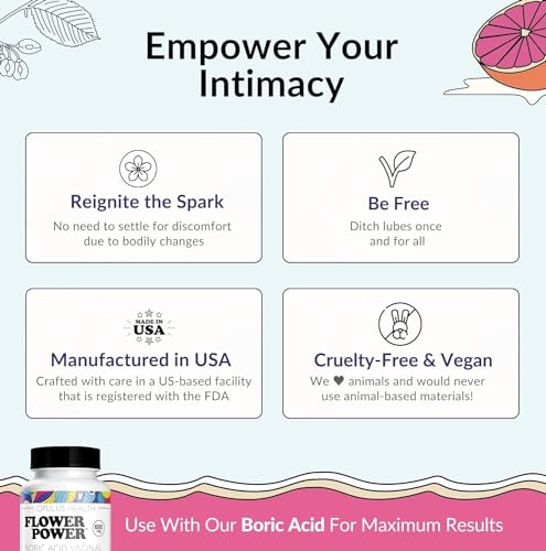 Flower Power ‘She Juicy’ Supplement for Vaginal Health | Slippery Elm Bark | Feminine Care for Women - Made in USA - 60 ct Vegan