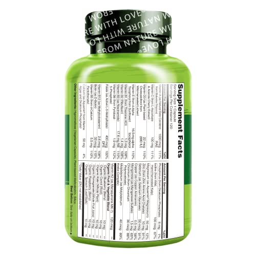 NATURELO One Daily Multivitamin for Men - with Vitamins & Minerals + Organic Whole Foods - Supplement to Boost Energy, General Health - Non-GMO - 120 Capsules - 4 Month Supply