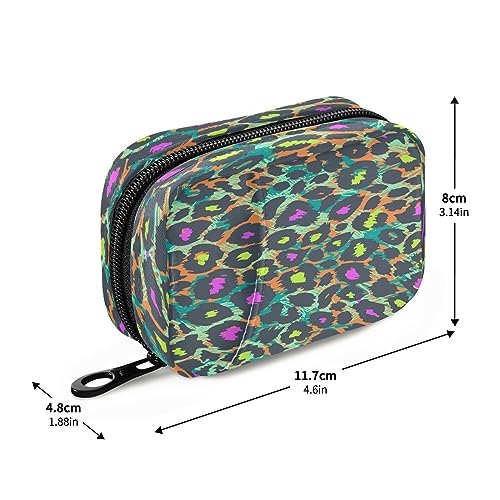 Flradish Neon Animals Weekly Pill Organizer Portable Removable 7-Day Travel Zippered Pill Case Purse Pill Box Organizer for Vitamins Pills Supplements