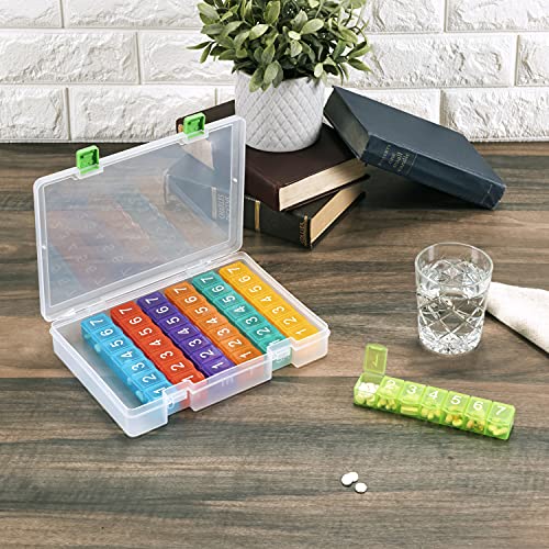 e-Pill 7 Times a Day x 7 Day Weekly Pill Organizer, Vitamin and Medicine Pillbox with Clear Case