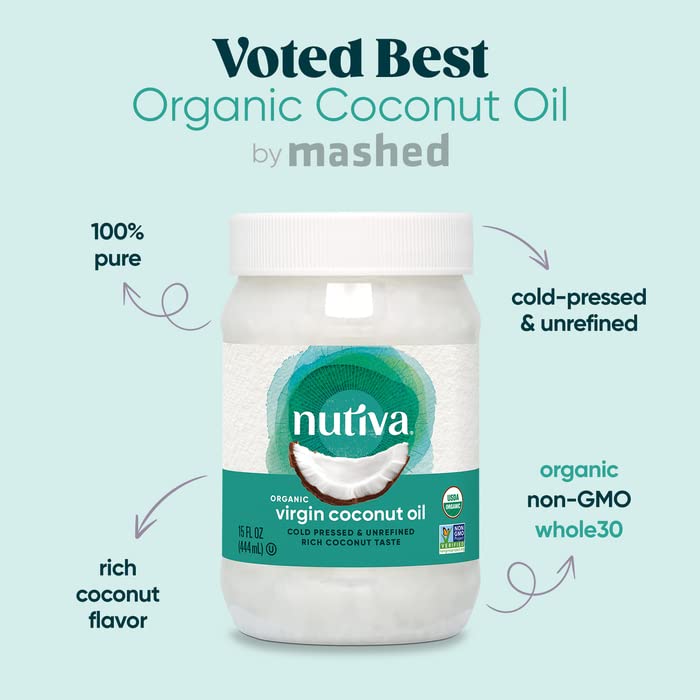 Nutiva Organic Cold-Pressed Virgin Coconut Oil, 1 Gallon, USDA Organic, Non-GMO, Whole 30 Approved, Vegan, Keto, Fresh Flavor and Aroma for Cooking & Healthy Skin and Hair