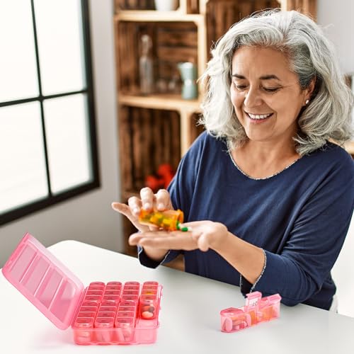 Zoksi Monthly Pill Organizer 1 Time a Day, 30 Day Pill Box Organizer Once a Day, One Month Large Pill Case for Travel, 31 Day Daily Medcine Container for Vitamins, Supplement & Medication (Pink)