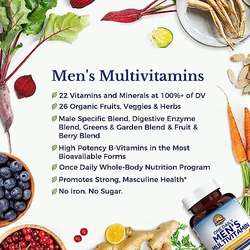 VITALITOWN Men's Multivitamins One Daily, Complete Multivitamin for Men, Lycopene, Saw Palmetto, Panax Ginseng, Male Nutritional Wellness, Veggies & Fruits, Enzymes, 60ct