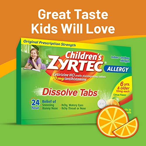 Zyrtec Children's 24 HR Dissolving Allergy Tablets, Cetirizine, Citrus Flavor, 24 ct