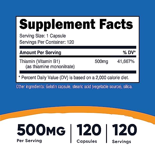 Nutricost Vitamin B1 (Thiamine) 500mg, 120 Capsules