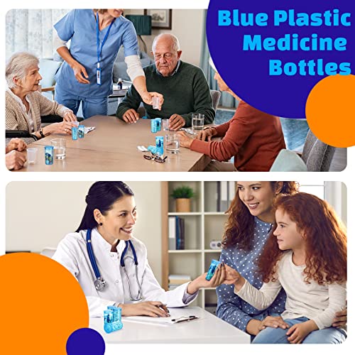 Rtteri 120Pcs Empty Pill Bottles with Caps 19Dram Blue Plastic Medicine Bottles Container Prescription Medication Vials Clear Containers Safety Cover Pill Cases Organizer Pharmacy