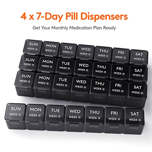 Lifewit Monthly Pill Organizer, 28 Day Pill Box, 4 Weeks One Month Pill Cases, Large Compartments Medicine Organizer for Vitamins, Fish Oils, Supplements