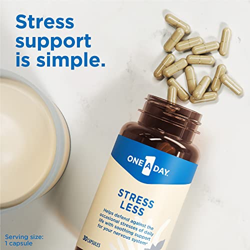 One A Day Stress Supplement – Occasional Stress Relief Supplement, Formulated with Ashwagandha, Passionflower and Valerian Extracts for Nervous System Support, 30 Capsules