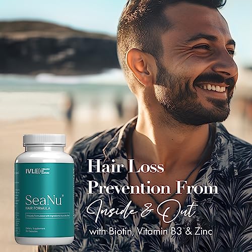 IVL SeaNU Hair Vitamins, with Biotin, Vitamin B3, Zinc, Saw Palmetto Berry Extract, Green Lipped Mussel, Herbal Extracts, for Hair Growth Support. 30 Day Supply (1 Pack)