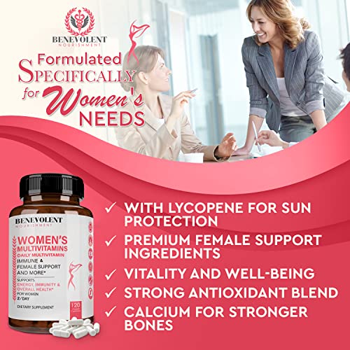 Multivitamin for Women - Supplement for Energy, Immunity, & Female Support - Daily Vitamins for Women with Biotin, Calcium, Magnesium - Non-GMO, Vegetarian Women’s Multivitamin - 120 Caps