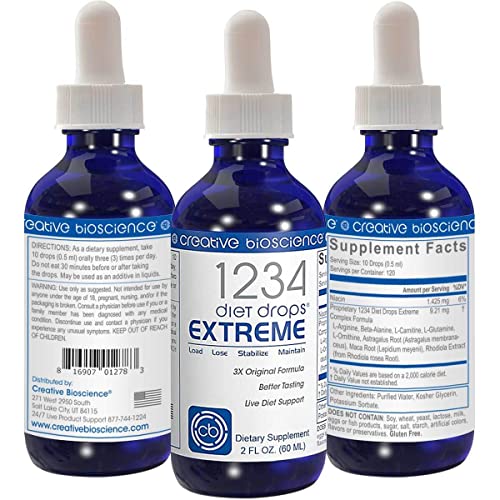 Creative Bioscience 1234 Diet Drops Extreme for Women & Men, Diet Drops for Weight Management, Keto Diet Drops, 2 Fl Oz