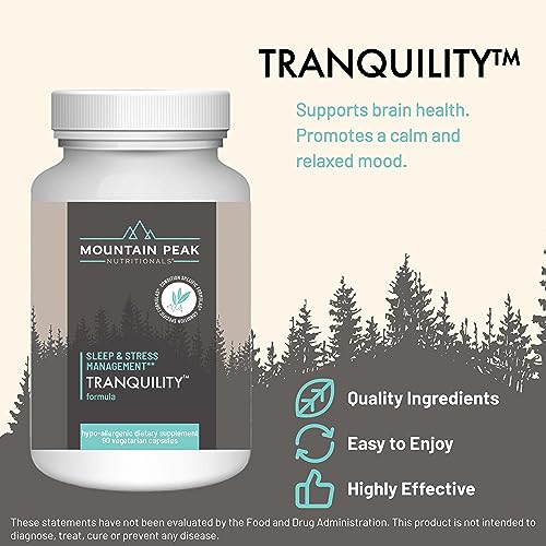 Mountain Peak Nutritionals Tranquility Formula - Supports Brain Health, Sleep & Stress Management - Vitamin B6, Vitamin B12 and Adaptogens - Hypoallergenic Dietary Supplement (90 Vegetarian Capsules)