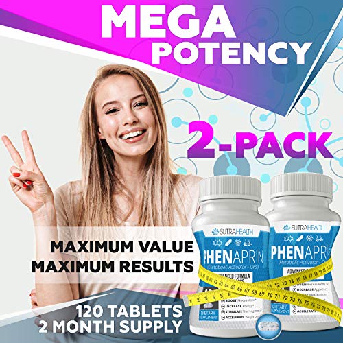 PhenAprin Diet Pills (Pack of 2) – 2x Potent Thermogenic Fat Burner and Metabolism Support - Appetite Suppressant Mood & Brain Function and Weight Loss Management Boost for Men and Women.