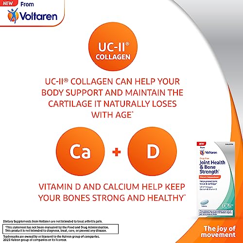 VOLTAREN Joint Health and Bone Strength Dietary Supplement from, with UC-II (R) Collagen, Calcium, and Vitamin D for Healthy Aging of Joint Tissue and Cartilage – 30 Count Bottle