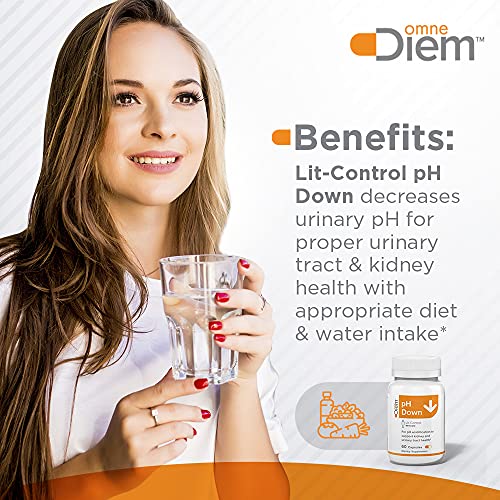 Omne Diem Lit-Control pH Down, 60 Capsules – Dietary Supplement for pH Acidification to Support Kidney & Urinary Tract Health