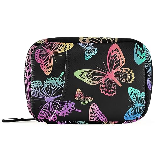 Rainbow Butterflies Travel Pill Organizer Case Daily Pill Box Organizer Protable Pill Container Medication Organizer for Vitamin Fish Oil Travel Family Business