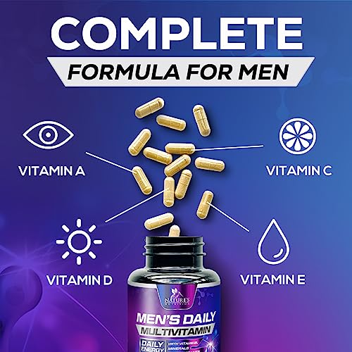 Nature's Daily Multivitamin for Men - Mens Multivitamins Supplement, with Vitamin A, B12, C, & D, Daily Nutritional Support, Multivitamin Supplement, Non-GMO Vitamins for Men, 60 Day Supply, 120 Count