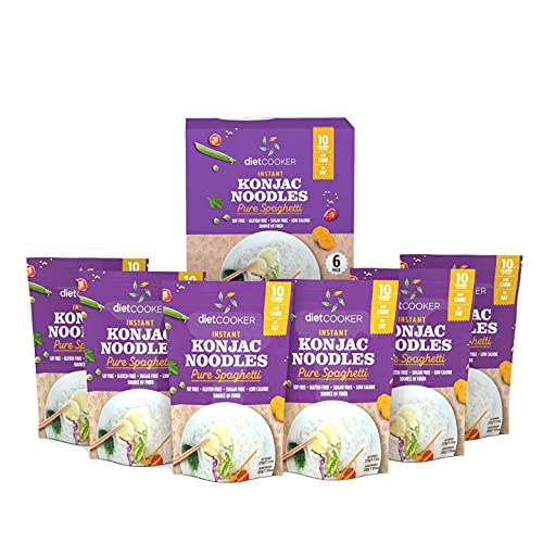 (Pack of 6) DIET COOKER Premium Konjac Noodles, Shirataki Noodle, Keto & Vegan Friendly, Odor Free, Low Calorie Pasta, Zero Net Carbs, Healthy Diet Food 9.52 Ounce (Spaghetti)