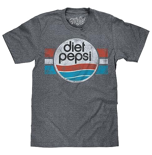 Tee Luv Diet Pepsi Shirt - Retro Pepsi Logo Graphic Tee (Graphite Heather) (L)