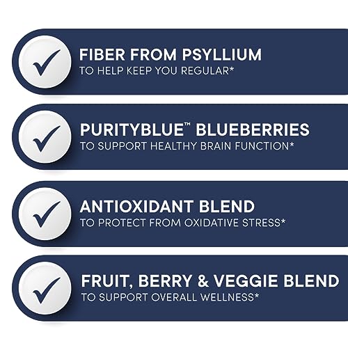Purity Products Advanced Blueberry Detox Daily Fiber Formula Featuring PurityBlue Organic Wild Blueberries - A Full 6 Grams of Detoxifying, Regularity Promoting Prebiotic Fiber - 30 Servings