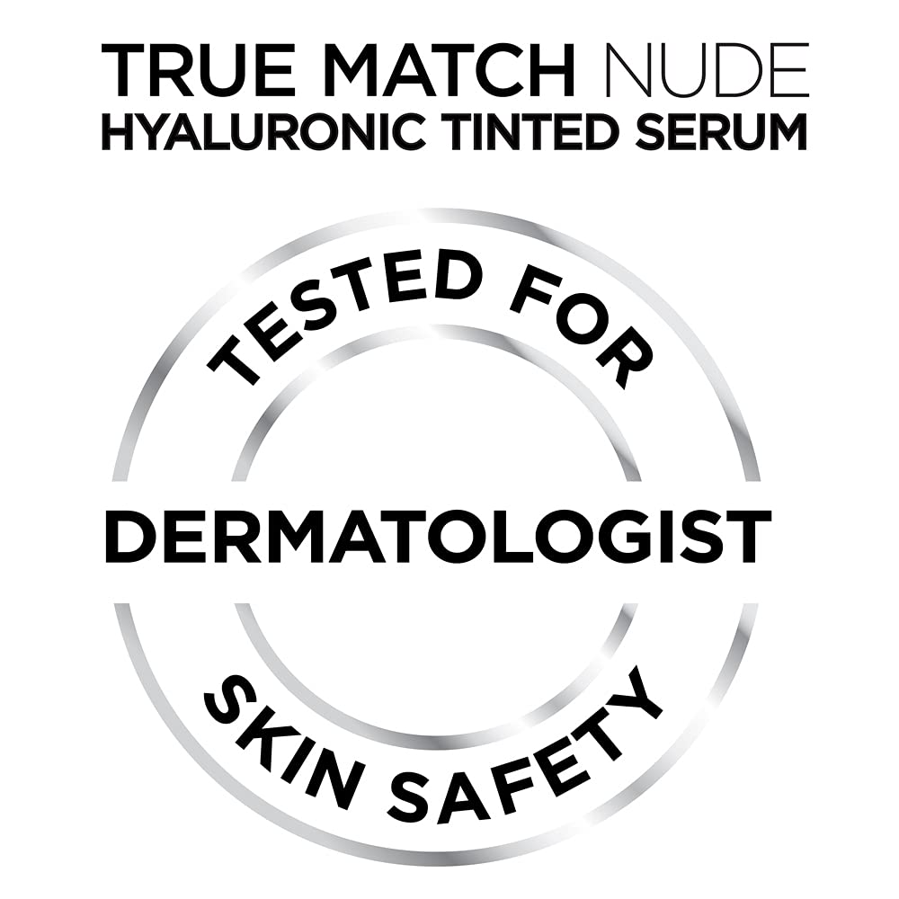 L'Oréal Paris True Match Nude Hyaluronic Tinted Serum Foundation with 1% Hyaluronic acid, Medium Tan 5-6, 1 fl. oz.