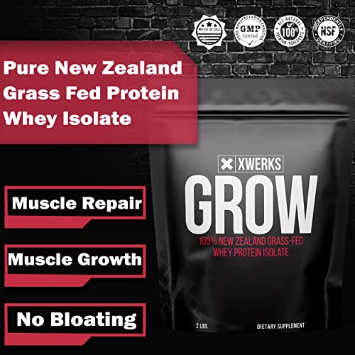 Xwerks Grow: Whey Protein Isolate Powder - Keto-Friendly - Soy & Gluten-Free - Nutrition Muscle Shake - 23g - 30 Servings for Optimum Strength Fitness - Easy-Digesting - Peanut Butter Flavor