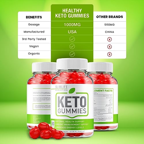 SlimLife Keto ACV Gummies - Official - Keto Slim Life Evolutions Weight Loss ACV Advanced Formula Shark Plus Tank Apple Cider Vinegar Dietary Supplement B12 Beet Root Juice Men Women (60 Gummies)