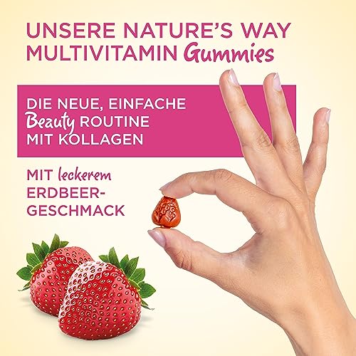 Nature's Way Alive! Hair, Skin & Nails Gummies with Collagen, Biotin, Vitamins C & E, Beauty Support*, Strawberry Flavored, 60 Gummies