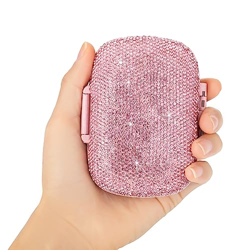 EveryBling Cute Pill Organizer Small Bling Pill Case for Purse Medicine Vitamin Container Holder Daily Pill Box Container for Women Travel Medicine Kit(Pink)