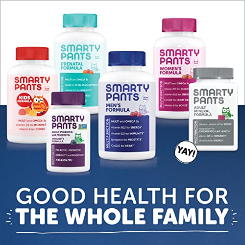 SmartyPants Men's Formula, Daily Multivitamin for Men: Vitamins C, D3, Zinc, Omega 3, CoQ10, & B12 for Immune Support, Energy, Prostate & Heart Health, Fruit Flavor, 180 Gummies (30 Day Supply)