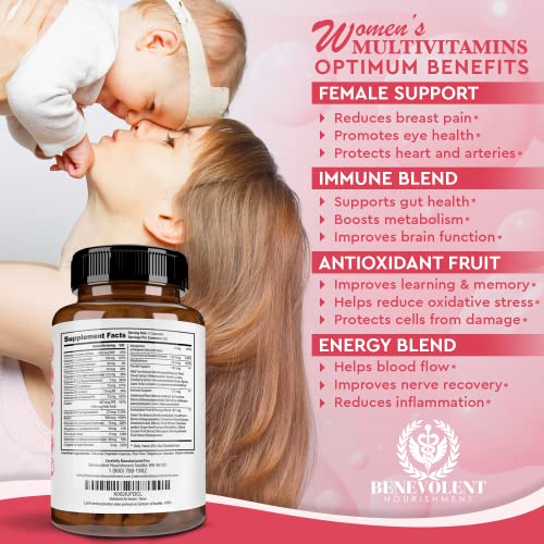 Multivitamin for Women - Supplement for Energy, Immunity, & Female Support - Daily Vitamins for Women with Biotin, Calcium, Magnesium - Non-GMO, Vegetarian Women’s Multivitamin - 120 Caps