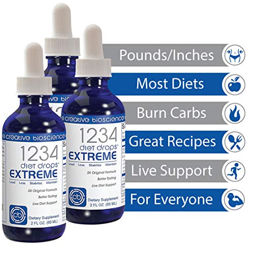 Creative Bioscience 1234 Diet Drops Extreme for Women & Men - Diet Drops for Weight Management, 2 Fl Oz (3 Pack)