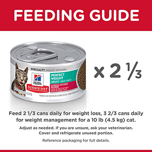 Hill's Science Diet Canned Wet Cat Food, Adult, Perfect Weight for Weight Management, Roasted Vegetable & Chicken Recipe, 2.9 oz Cans, 24 Pack