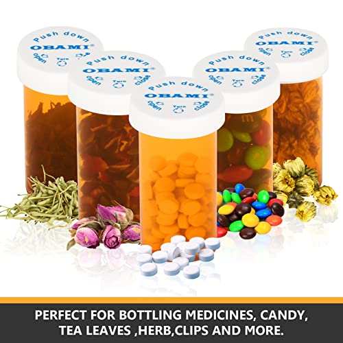 Plastic Medicine Pill Bottles with Child Resistant Caps - Push Down and Turn - Prescription Vial, Medicine Container, Pill Cases Dispenser Organizers (12pcs, 30 Dram)