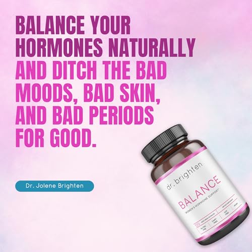 Dr. Brighten Balance - Women's Hormone Support Dietary Supplement - Targets Hormonal Acne, Period Issues, & PMS - Vegan, Non-GMO