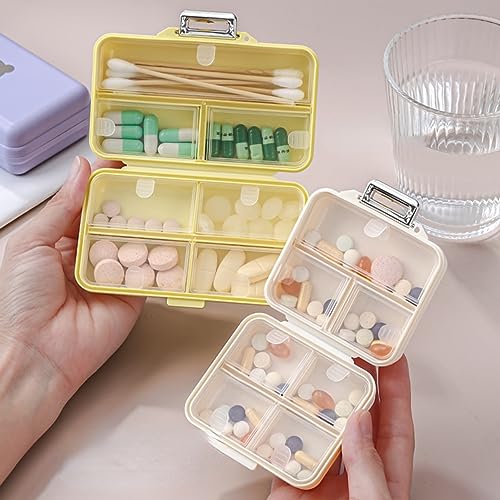 JIBIACB Pill Organizer,Portable Weekly Pill Box Travel Pill Case Medicine Vitamin Holder for Pocket Purse Vitamin Fish Oil (Small,Purple)