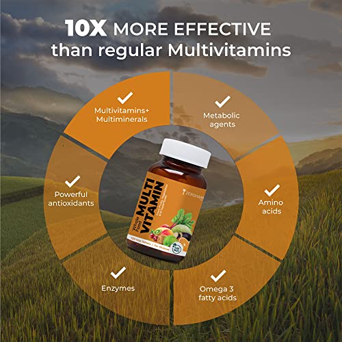 ZEROHARM Whole Food Multivitamin for Women | Vitamins A, C, D, B12, Folic Acid, Biotin | Iron, Magnesium, Zinc, Potassium | Supports Skin, Energy, Immunity & Bones (120 Tablets)