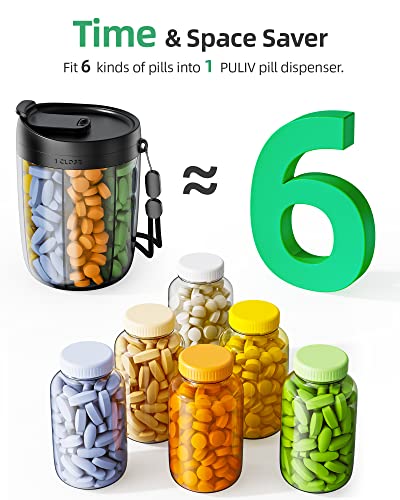 PULIV Large Supplement Organizer Bottle, Holds Plenty of Vitamins in 1 Monthly Pill Organizer Dispenser with Anti-Mixing & Wide Openings Design, Easy to Retrieve Meds, Includes 20 Pcs Stick-on Labels