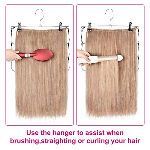 REECHO Hair Extensions Storage Set, Dust Garment Bags with Hanger and Flexible Clips, UP TO 15PCS Hair Extensions Storage Space Wig Bags Suitable for Wigs, Hairpieces