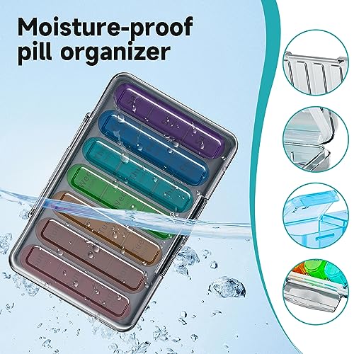 Windtrace Pill Organizer 3 Times a Day, Weekly Pill Organizer 3 Times a Day，Large Pill Box 7 Day,Pill Case with Moisture-Proof Design,Medication Organizer to Hold Vitamins,Supplements,Fish Oil